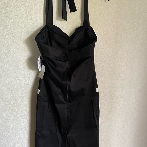 Collectif Retro Sailor Halter Rockabilly Straight Pencil Pin Up Black Dress 10 - Picture 15 of 16